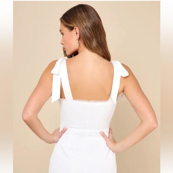 Lulus NWT Glowing Intentions White Sequin Bustier Tie-strap Mini Dress - Size S - Picture 2 of 15